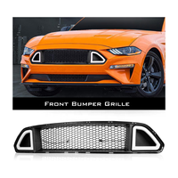 Grille de calandre supérieure de pare-chocs avant en maille avec éclairage d'accentuation LED DRL compatible avec Ford Mustang 2015 2016 2017