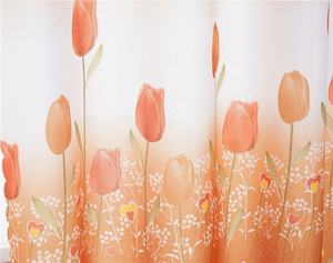 東南アジアで人気のチューリップ柄プリントシェードウィンドウカーテンパネル、フローラバルコニーロッドポケットプリントカーテン、レーストリム付き - Product Image 3