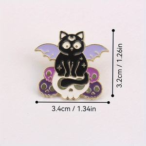 เข็มกลัดเคลือบรูปค้างคาว-แมวสุดเท่สำหรับคนรักแบบกอธิคและแมวเหมาะอย่างยิ่งสำหรับการเพิ่มบรรยากาศสุดล้ำ - Product Image 4
