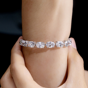 Pulsera de Diamantes Cultivados en Laboratorio, Corte Ovalado, Oro Blanco Sólido de 18K, Joyería Clásica para Boda, Modelo MSR-678 - Product Image 4
