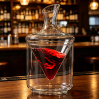 Distributeur rapide de whisky et de bière 1000 ml, seau à glace à base conique et bouche biseautée, ensemble de carafe à vin en verre cristal