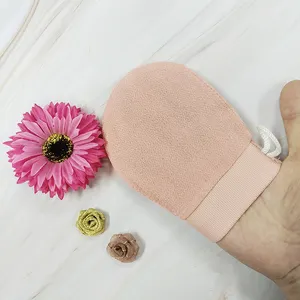 Индивидуальная упаковка с логотипом, популярные отшелушивающие перчатки для тела, отшелушивающие перчатки для очищения лица, светло-розовые отшелушивающие перчатки