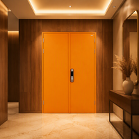 Porte d'entrée double battant haut de gamme en acier galvanisé avec serrure intelligente pour appartement, villa et hôtel