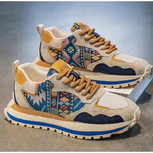 Nouvelles Chaussures de Marche Rétro Solides à Lacets 2026 Légères Respirantes Antidérapantes avec Design Patchwork et Tige en PU/PVC pour Usage Quotidien - Product Image 1