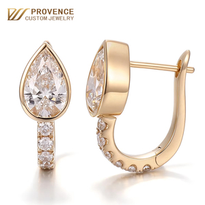 2.1carat Pear Cut lab grown diamond <b>earrings</b> jewelry women custom AU750 <b>gold</b> <b>earring</b> <b>Set</b> Hand inlay bezel setting <b>earring</b> - Product Image 2