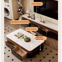 Meubles de salon modernes en bois, ensemble de meuble TV et table basse avec rangement à tiroirs, meuble TV en bois, table à thé pour la maison