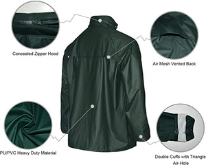 Chaqueta y pantalones de traje de lluvia de poliuretano impermeable de alta calidad para hombres y mujeres, abrigo de lluvia de PU de PVC para adultos para el trabajo - Product Image 5