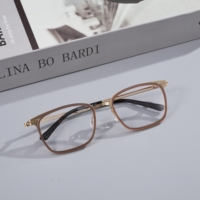 Montura Óptica Cuadrada de Lujo para Negocios, Gafas Retro Bicolor para Hombre y Mujer, Patillas de Titanio, Montura con Protección Anti Luz Azul para Lentes Graduadas