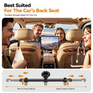 Nuevo Magnético 360 °   Soporte Ajustable para Tablet en Reposacabezas de Auto, Montaje en Asiento Trasero para Niños, Viajes por Carretera, para Tablets de 4.7 a 15 Pulgadas, Ganchos para Asientos de Auto - Product Image 2