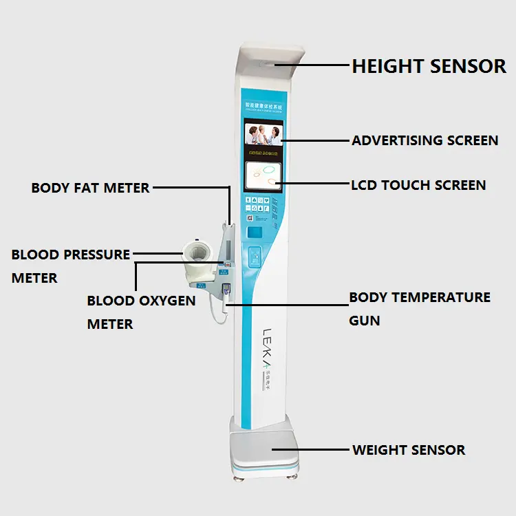 Máquina do bca do analisador da composição gorda do corpo do bmi da altura do quiosque médico máquina do analisador da saúde do corpo