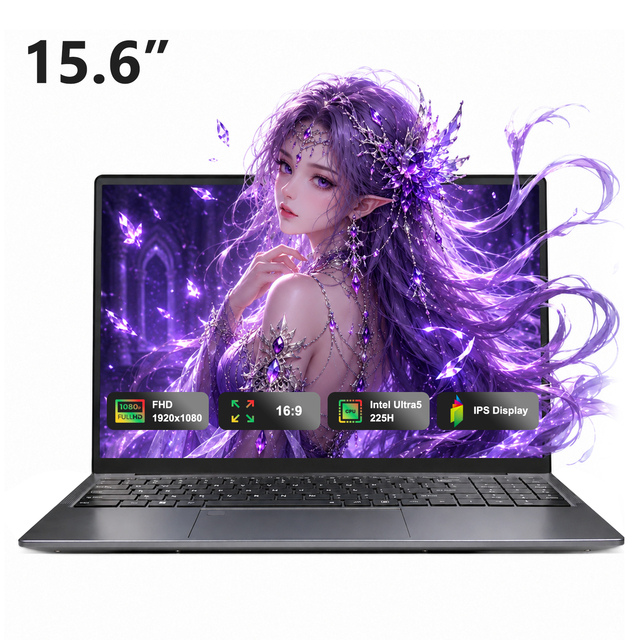 Wholesale 15.6Inch AI Laptop Intel Ultra5 225H 24GB LPDDR5 512GB PCIe Nvme SSD Eye Protect for College Design Business Notebook