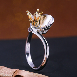 Anello a Corona Bicolore per Donne, Gioiello Elegante e Scintillante, Vendita all'Ingrosso - Product Image 3