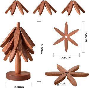 Wooden <strong>Trivets</strong> for Hot Dishes Tree Shape <strong>Trivet</strong> Set 3 Wooden <strong>Trivets</strong>+1 <strong>Stand</strong> for Hot Dishes Natural Foldable Pot Holders - Product Image 5