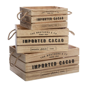Grande caisse de rangement en <span class=keywords><strong>bois</strong></span> naturel écologique avec poignées en corde robustes, forme personnalisée, conteneur polyvalent en <span class=keywords><strong>bois</strong></span> massif pour la maison - Product Image 1