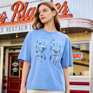 เสื้อยืดฮิปฮอปวินเทจสไตล์สโตนวอช ย้อมสีแบบแอซิดวอช ผ้าฝ้าย 100% ปักลายถักแบบลำลองสำหรับผู้ชาย สั่งทำได้ - Product Image 1