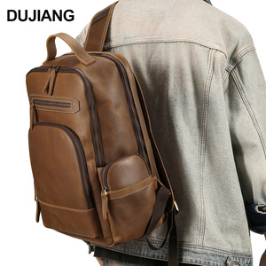 Dujiang Genuine Leather <b>Backpack</b> 20L Business Travel Lightweight Multi Functional Laptop Bag Casual Men's <b>Backpack</b> - Product Image 2