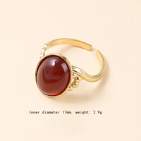 Cincin wanita modis bahan baja tahan karat, cincin batu alam dengan set bunga yang dapat disesuaikan