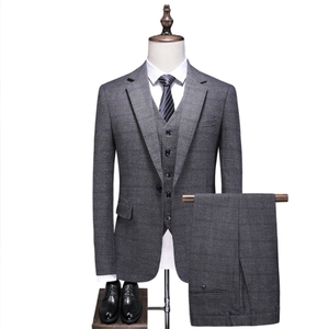 Nouveaux costumes pour hommes Plaid grande taille <span class=keywords><strong>costume</strong></span> décontracté trois pièces mince robe de mariée du <span class=keywords><strong>marié</strong></span> veste + <span class=keywords><strong>gilet</strong></span> + pantalon - Product Image 2