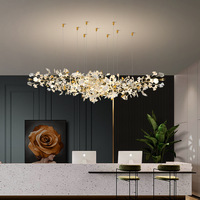 Lustre de restaurant design-Lustre artistique en feuilles de Ginkgo Salon de la villa-Hall d'hôtel-Lustre de salle de banquet
