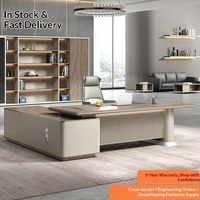 Bureau de direction fabriqué en usine, style luxe léger avec sous-meuble, mobilier de bureau pour PDG, directeur, superviseur