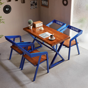 Juego de sillas de hierro para mesa de comedor de madera maciza de estilo industrial moderno para restaurante, Bar, Hotel, música, <span class=keywords><strong>Bistro</strong></span>, cafetería, barbacoa, <span class=keywords><strong>Bistro</strong></span> - Product Image 1