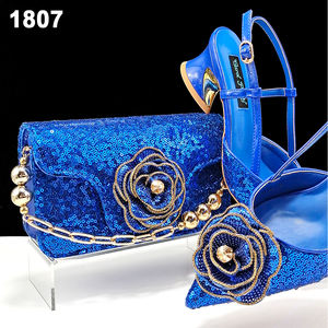 Ensemble chaussures et sacs pour femmes Bestway, dernière mode, sequins floraux 3D, style italien, en cuir PU assorti - Product Image 6