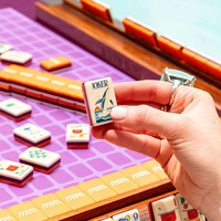 Jeu de tuiles de mahjong en acrylique de luxe américain moderne personnalisé - Portable et résistant à l'eau, écologique pour les collectionneurs et les divertissements