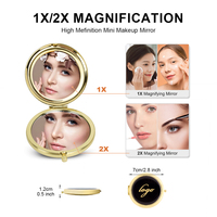 Miroir de Maquillage de Voyage BUYWAY, Compact, Rond, Pliable, Double Face, Grossissement 1X 2X, Miroir de Vanité pour Sac à Main, Vente en Gros