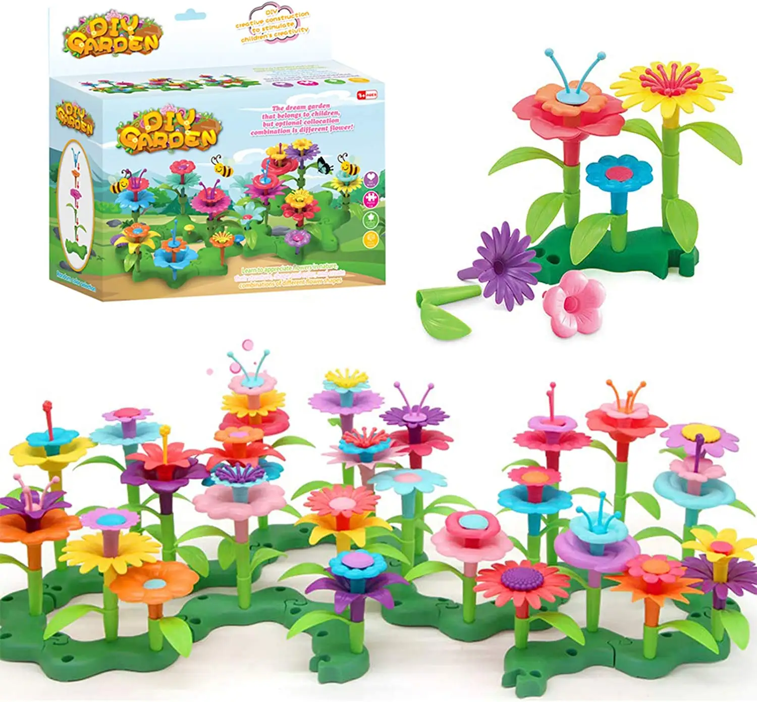 148pcs Hot Selling DIY Stacking jogo Stem Educacional Flower Garden Building Brinquedos para crianças