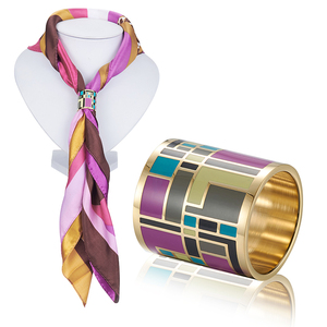 Anneau de fermeture d'écharpe en acier inoxydable émaillé coloré personnalisé à la mode pour dames Anneau de manche élégant en acier inoxydable-pour cadeau - Product Image 3