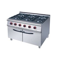 Cuisinière à gaz professionnelle de grande taille pour cuisine commerciale, 6 brûleurs avec four intégré, équipement de cuisson commercial en acier inoxydable