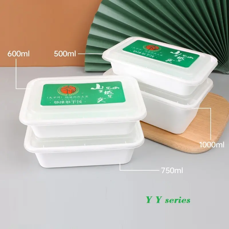 China Fabriek Pp Takeaway Wegwerp Verpakking Deli Plastic Doos 500Ml 600Ml 750Ml 1000Ml Bento Voedsel Container