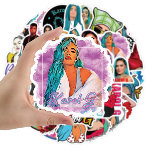 ZY3663C 50 Piezas de Calcomanías de PVC de la Cantante Pop <span class=keywords><strong>Karol</strong></span> <span class=keywords><strong>G</strong></span>, Calcomanías Decorativas Impermeables para Vasos, Guitarras, Computadoras Portátiles y Equipaje - Product Image 3