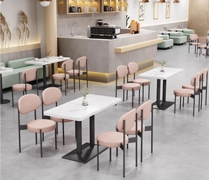 Nouvelle conception élégante de bancs de <span class=keywords><strong>restaurant</strong></span>, ensembles de table à manger en marbre et de chaises en métal, ensembles de canapés pour café, hôtel, salon de thé - Product Image 6