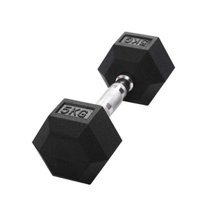 Full Size Stock Hexagonal Rubber Coated Cast Iron Dumbbell for Home Gym <b>Strength</b> <b>Training</b> Free Weight Exercise Equipment - Product Image 1