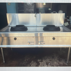 Top nouvelle gamme de wok à gaz à 2 brûleurs en acier inoxydable 304 épaisseur de 1.0mm garantie d'un an produit de haute qualité Wok à gaz à 2 brûleurs - Product Image 1