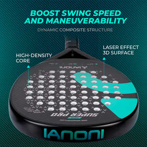 CASTON SPORTS IANONI Racchetta Professionale SUPER <span class=keywords><strong>PRO</strong></span> Blu/Viola per Paddle <span class=keywords><strong>Tennis</strong></span> in Fibra di Carbonio 3K con Superficie 3D - Product Image 3