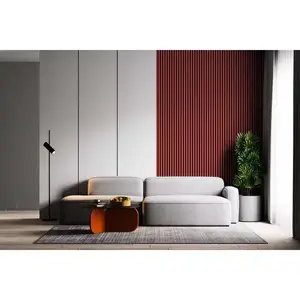 Painéis de madeira em PVC para decoração de paredes, painel de parede WPC de PVC à prova de som para decoração de interiores