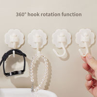 Crochets en plastique autocollants sans perçage, design floral bicolore