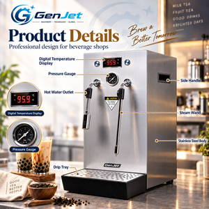 Chaudière à vapeur commerciale 8L 2500W avec sortie eau chaude et buse vapeur, avec pompe optionnelle pour salons de thé et cafés - Product Image 6