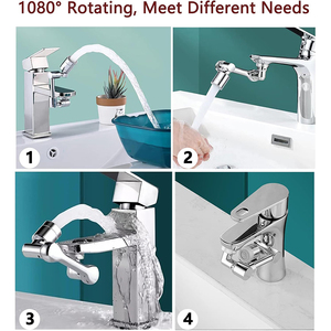 Aérateur de <span class=keywords><strong>robinet</strong></span> d'eau rotatif réglable pour cuisine et salle de bain, extension 1080 °   <span class=keywords><strong>Robinet</strong></span> extensible à bras robotique pivotant avec 2 modes - Product Image 4