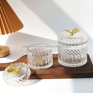 Promotional Price Clear <b>Glass</b> Candy Jar Gift <b>Box</b> Flip Top <b>Glass</b> Lids 80ml Capacity Modern Design Customizable Food Container - Product Image 5