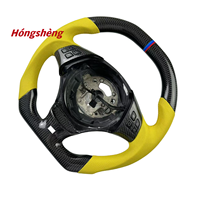 Volant sport en fibre de carbone personnalisé E91/E90/E92/E81/E82/E83/E89/E70/E71 avec cuir perforé jaune pour voitures
