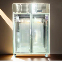 Unitech 1500L Congelador de exhibición de carne de acero inoxidable con enfriamiento directo, iluminación LED, 2 puertas, -15°C, refrigerante R22
