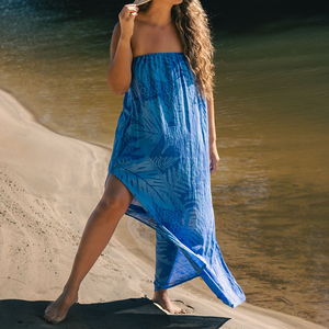 Quantité minimale de commande pour les robes hawaïennes imprimées sur mesure sans bretelles, robes maxi en lin de haute qualité - Product Image 1