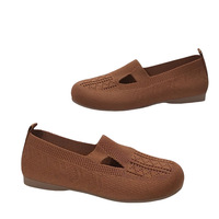 Mocassins plats pour femmes grande taille K-Style, antidérapants, à enfiler, tissés respirants, à découpe basse et bouche peu profonde, style décontracté