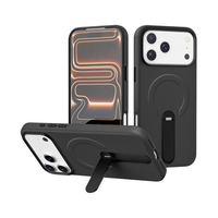 Étui de téléphone magnétique en cuir artificiel pour PC, avec support rotatif en métal, antichoc, pour 17 18 Pro Max, compatible avec la charge sans fil