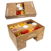 Boîte de service en papier kraft durable avec couvercle rabattable polyvalent pour la présentation de plats de fête et de plateaux gastronomiques