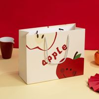 Sacs cadeaux en carton blanc mat imperméable très résistants avec poignées en corde torsadée, sacs fourre-tout à motifs de fruits pour cadeaux polyvalents