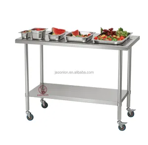 Factory direct selling 201 / 304 stainless steel work table worktable for commercial kitchen prep table Without back Splash